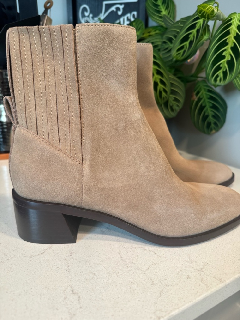 Dolce Vita Beige Suede Ankle Booties